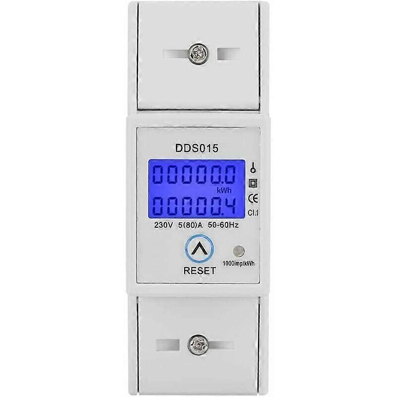 5-80A 230V 50Hz Single Phase Energy Meter LCD Backlight Single Phase Energy Meter, DDS015 DIN Rail Mount KWh Meter, Watt KWh Meter (230V 5-80A 50Hz)