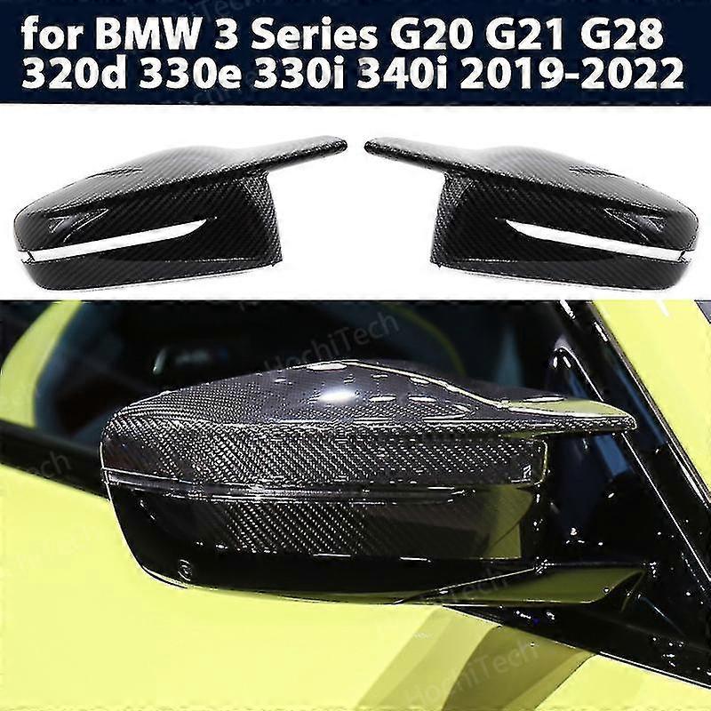 2pcs Modified Lhd Carbon Fiber Pattern Mirror Cover Caps For Bmw 3 Series G20 G21 G28 320d 330e 330i 340i 2019-2022 M4 Style Rhd