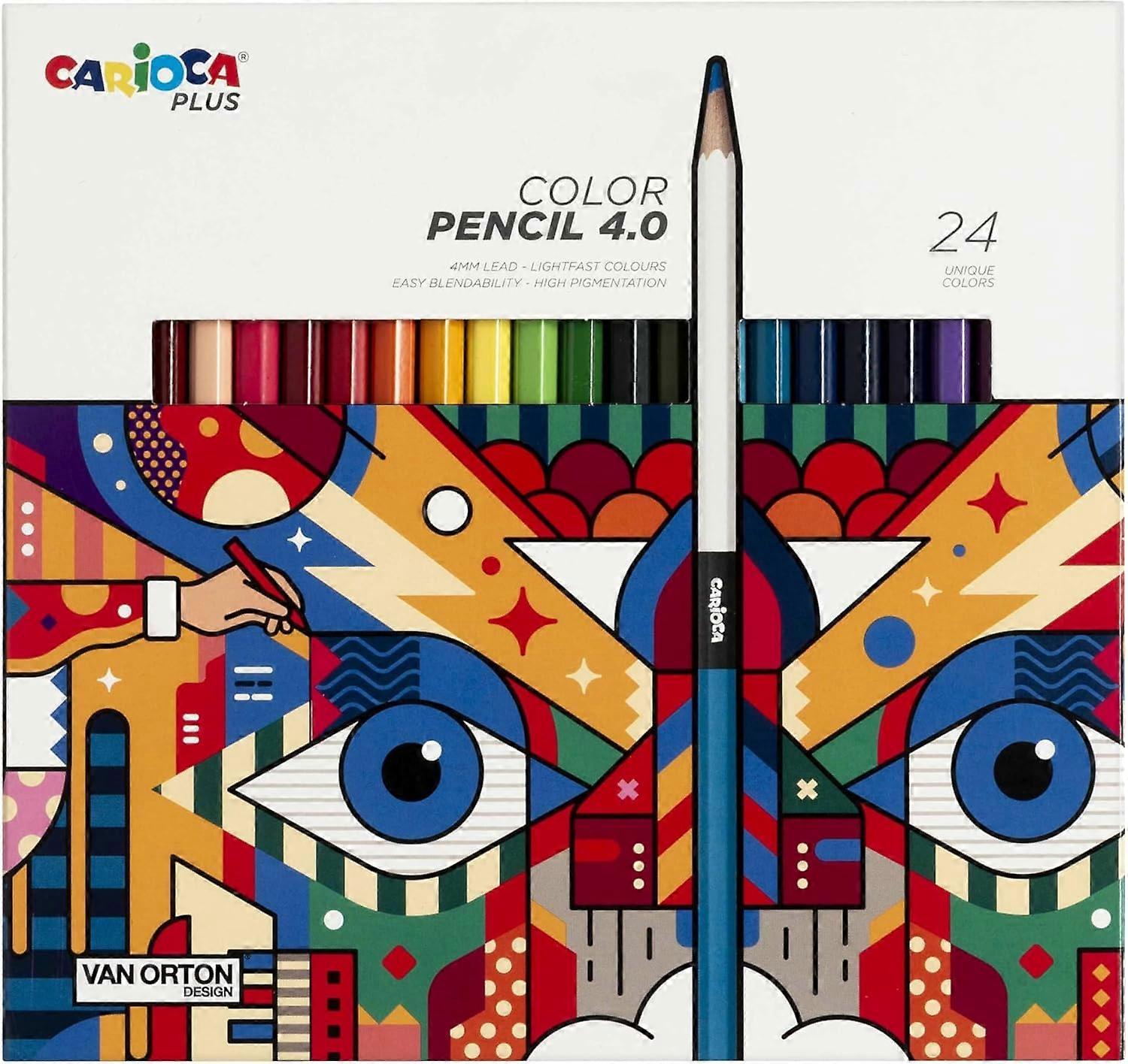 Carioca Plus Colored Pencils 4.0 in Wood with Thick and Soft Lead with High Pigmentation I 24 Pieces