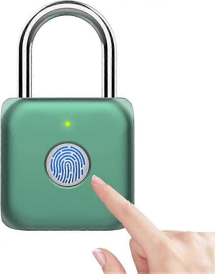 Mini Smart Fingerprint Padlock, Biometric Padlock, Biometric Padlock, for Gym Locker, Shed Locker, Storage Units, Luggage, Suitcase (Green)