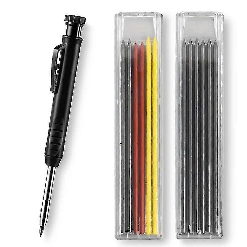 Solid Carpenter Pencil Set Woodworking Tools Mechanical Pencil 5 Colors Refill Construction Job Tool