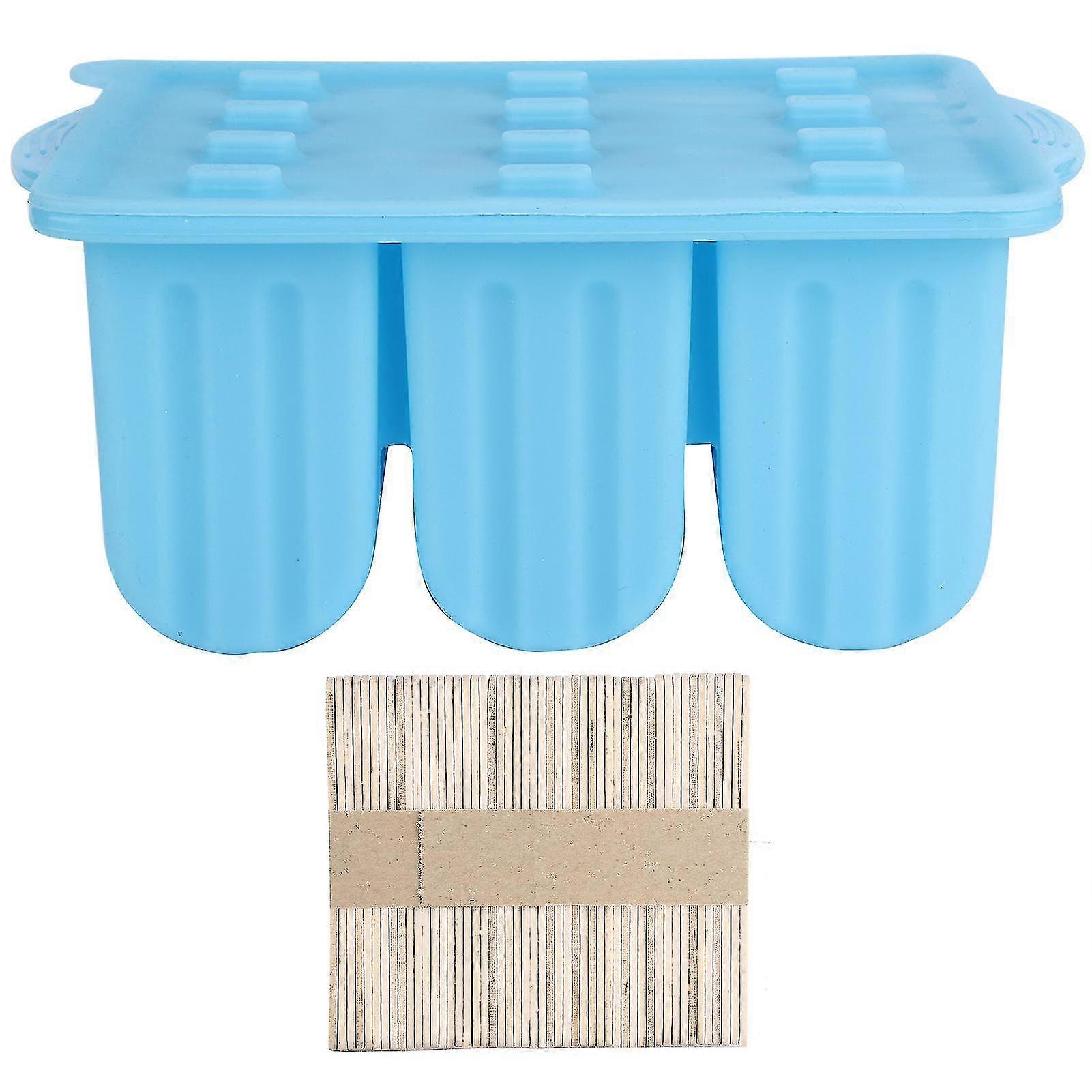 12 Grids Reusable Blue Ice Cube Mold with Lid - Perfect for DIY Ice Cream Making and Kitchen Accessories