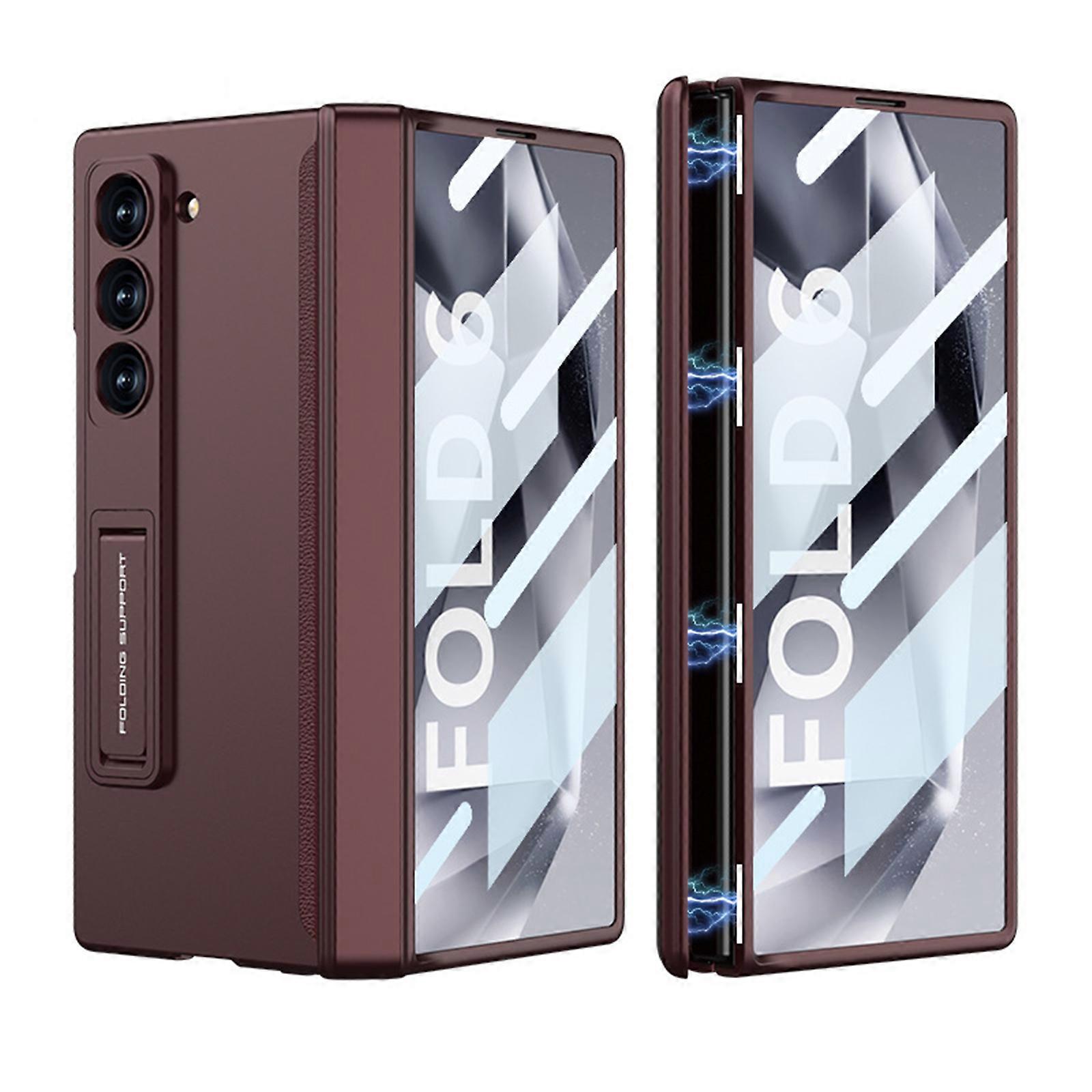 Z Fold 6 Case Hinge Coverage Protective with Kickstand Screen Protector PC Magnetic All-Inclusive Shockproof Cover for Z Fold 6