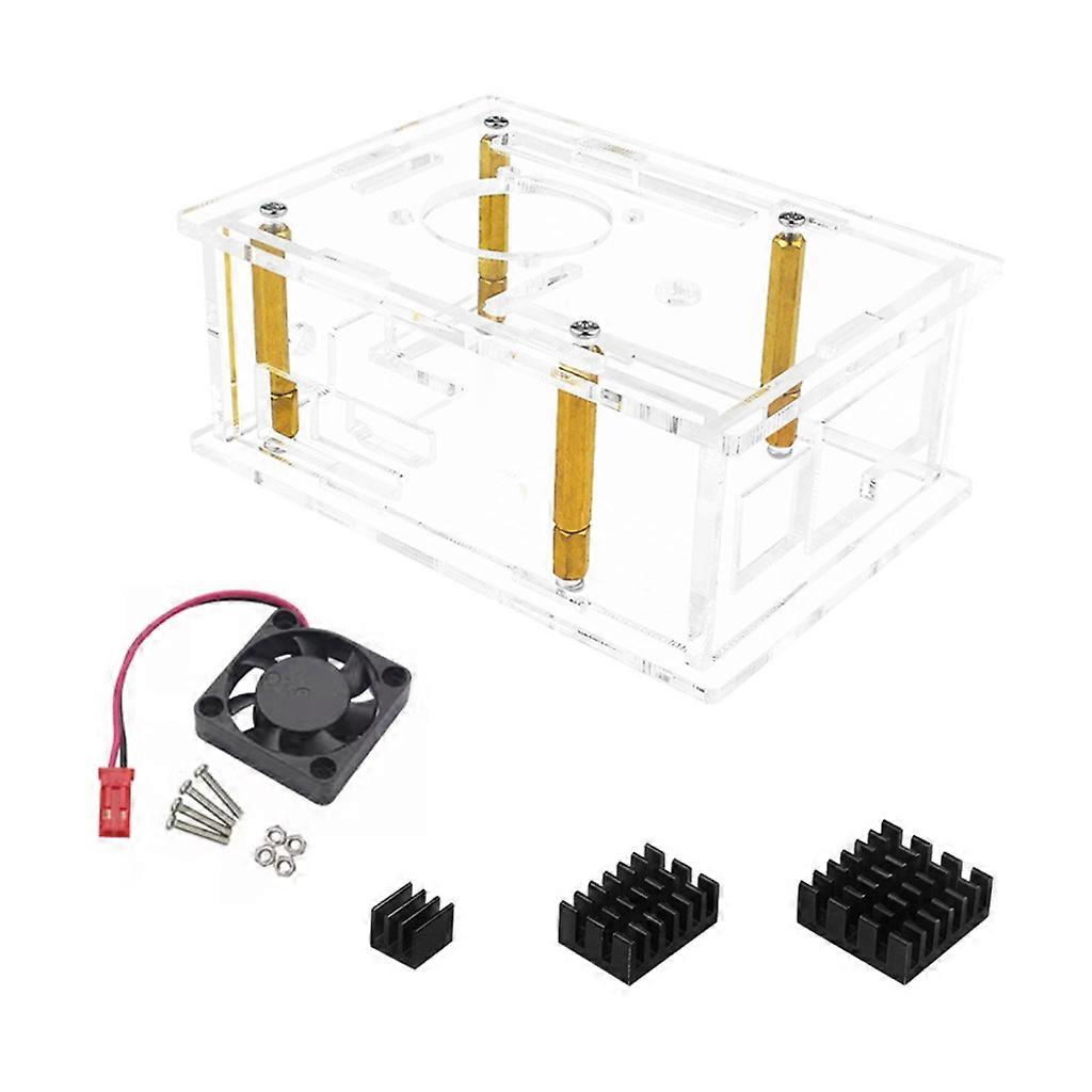 Durable Acrylic Case for Orange Pi 3B Development Board Enclosure Shells Accurate Opening Ports with Fan Heat Sink