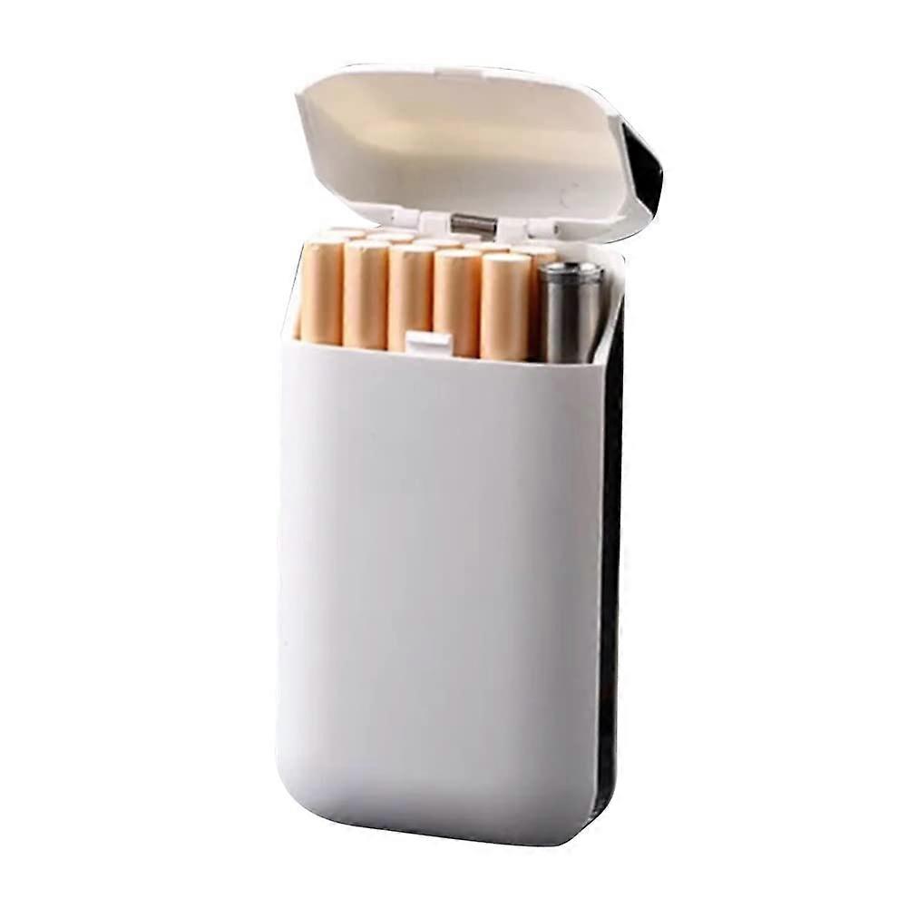 white cigarette holder White Plastic Cigarette Case, Portable Cigarette Box Cigarette Holder Box  Waterproof Cigarette Case Anti-Crush Cigarette Holder with Flip Closure for