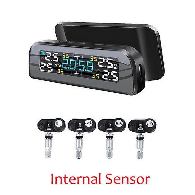 Sistema di monitoraggio della pressione dei pneumatici wireless TPMS universale Orologio a energia solare Display LCD 4 sensori di pressione dei pneumatici con sensore esterno