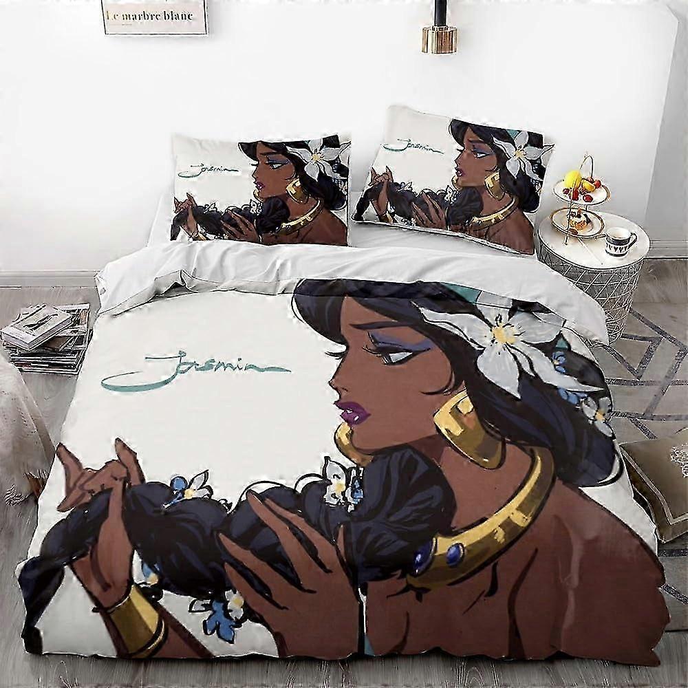 n1424 Povlečení Magic-Lamp-Jasmínová princezna Povlečení Měkké3D tištěné ložní prádlo s povlečením3dílná sada Přinášíme vám cestu (1 povlak na přikrývku 