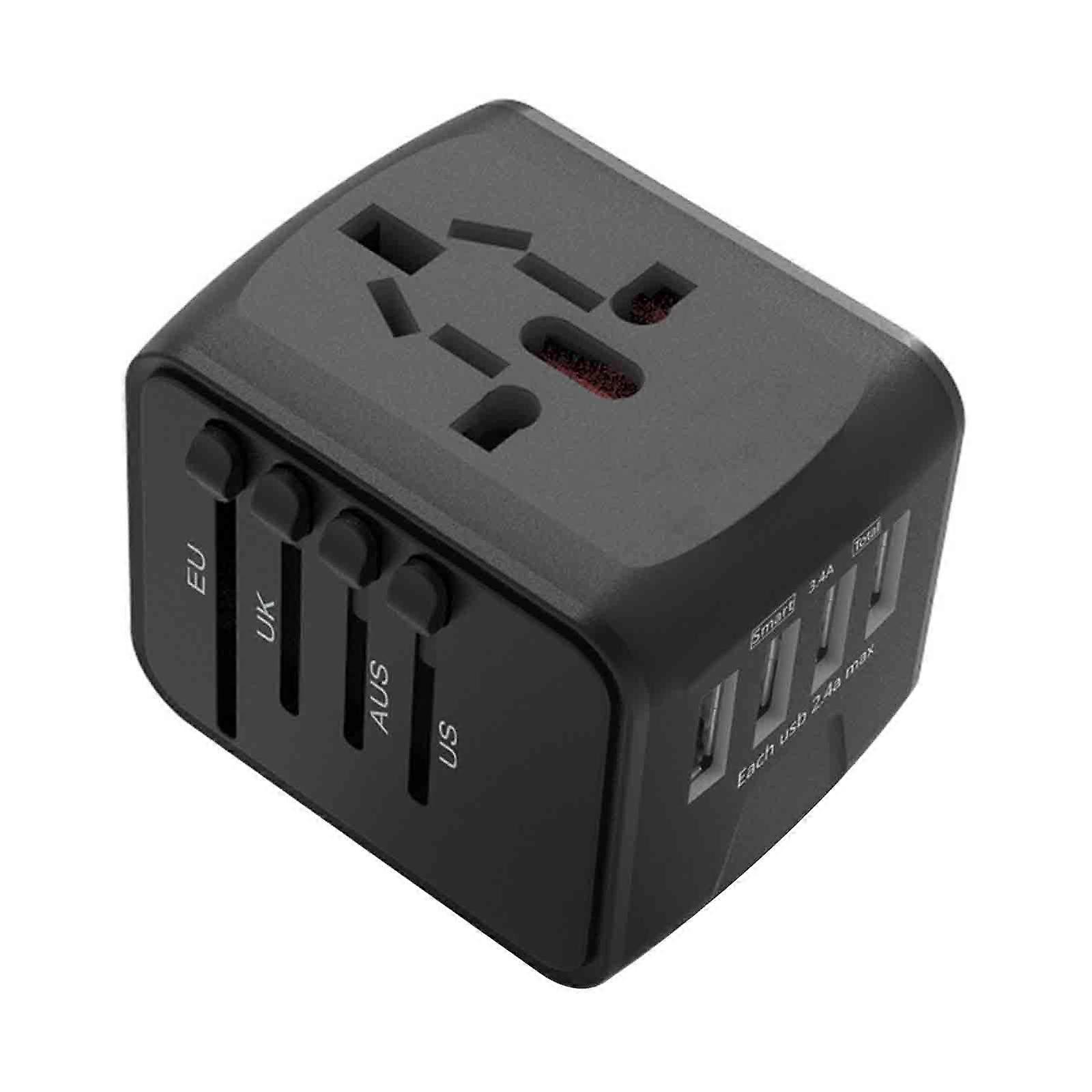 Universal Worldwide Travel Adapter Plug 4Smart USB-porter + 3.0A Type-C hurtiglading