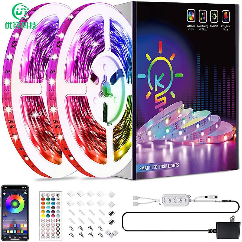 65.6 Ft Led Strip, Rgb Color-changing Led Light With 44-key Remote Control
