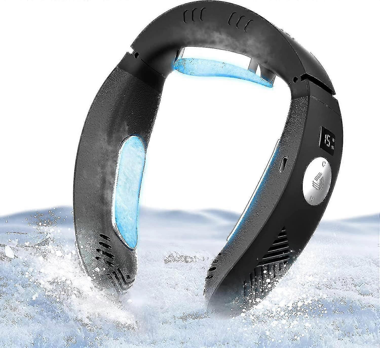 Condizionatore d'aria per il collo, 3 piastre di raffreddamento ventola portatile del collo, ventole del collo di raffreddamento a semiconduttore, ventola del collo senza lama ricaricabile a led 3500mah, 6 Gear Persona