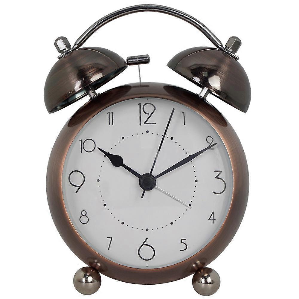 Retro Metal Alarm Clock Children Desktop Electronic Desk Clock Mute Luminous Quartz Clock