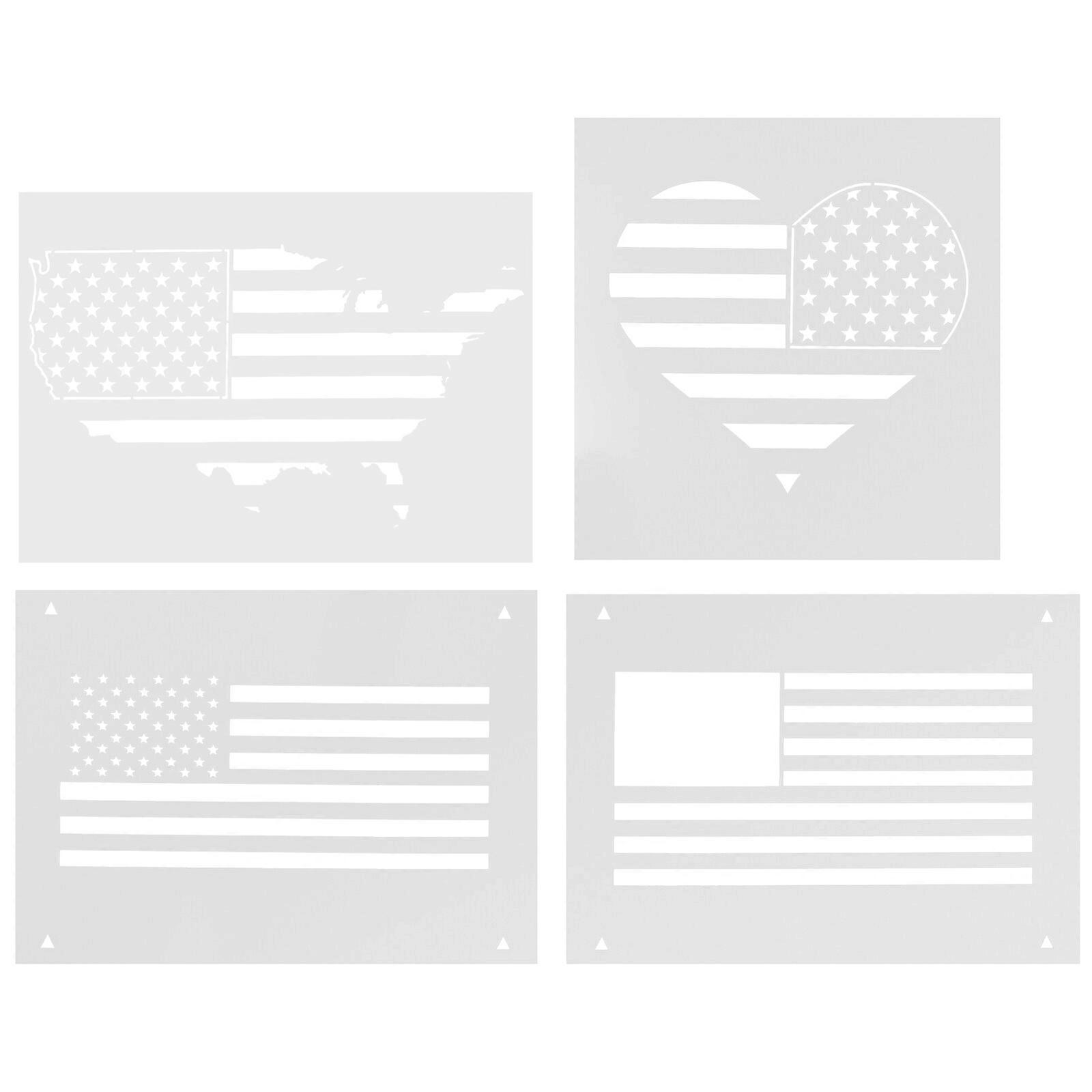 4pcs American Element Design Decorating Template Wall Decorating Stencil Paint Spraying Tool