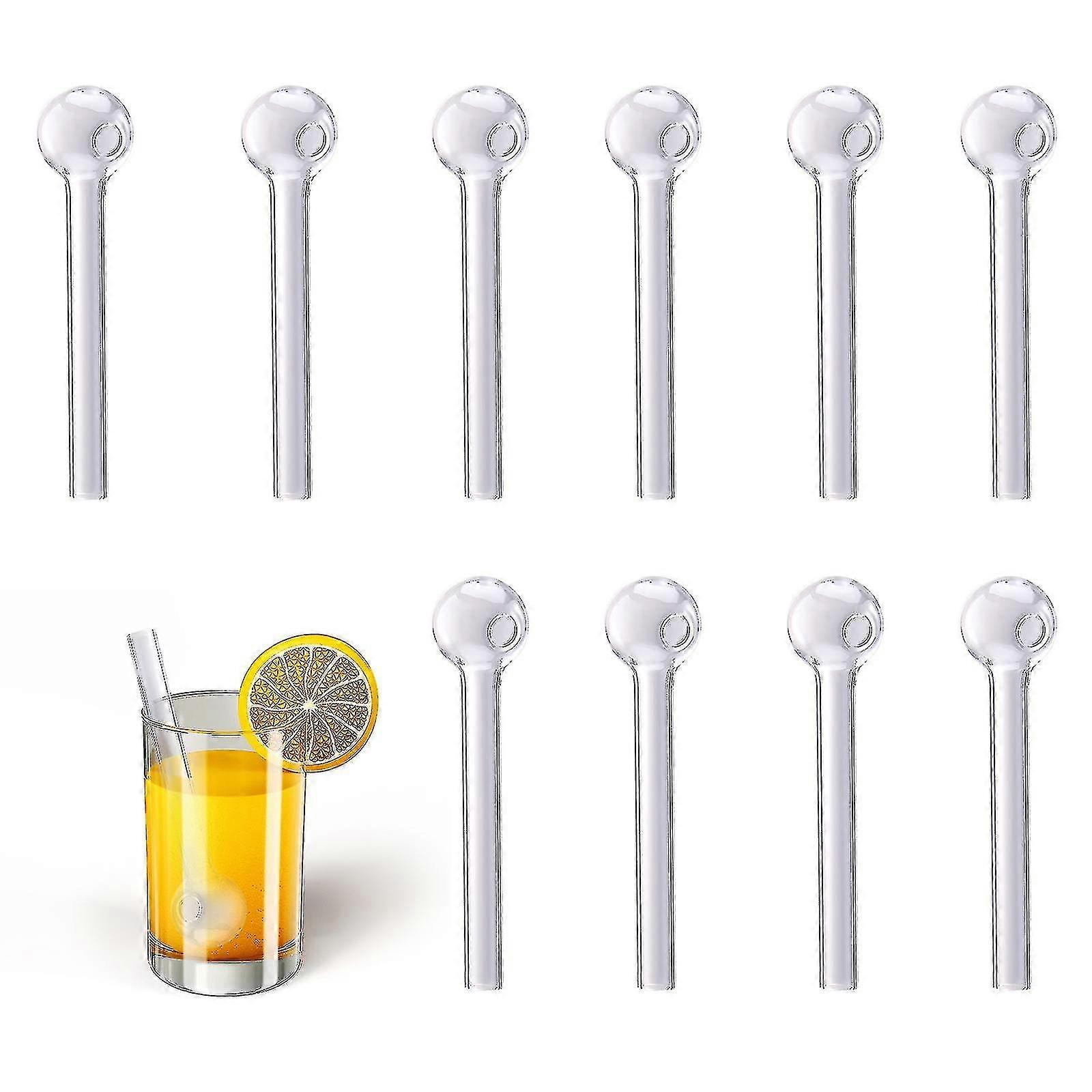 10 Pcs Glass Pyrex Drinking Straws Pack Round Head Design Reusable Ecofriendly