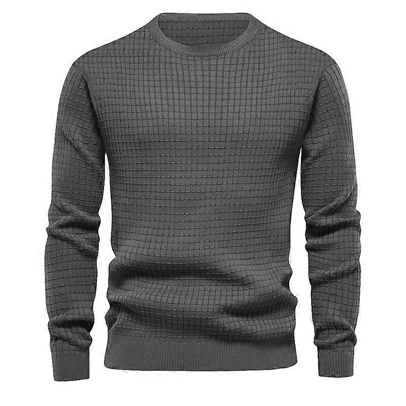 Crew Neck Sweater for Mens Knitted Pullover Sweaters with Solid Stripe