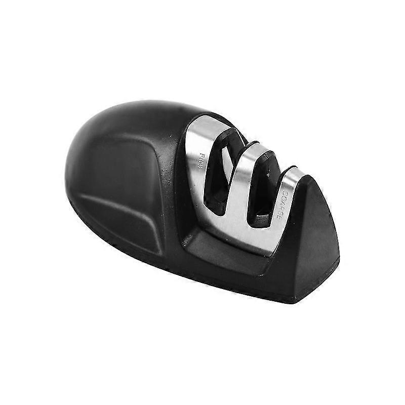 Black Professional Kitchen Knife Sharpener 2 In 1 Manual Sharpener For Stainless Steel And Ceramic Knives Of All Sizes,non-slip Base