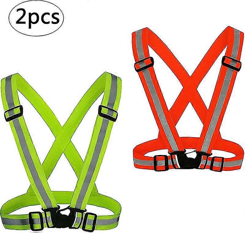 2 Pieces Reflector Vest Adjustable For Cycling Jogging In The Dar