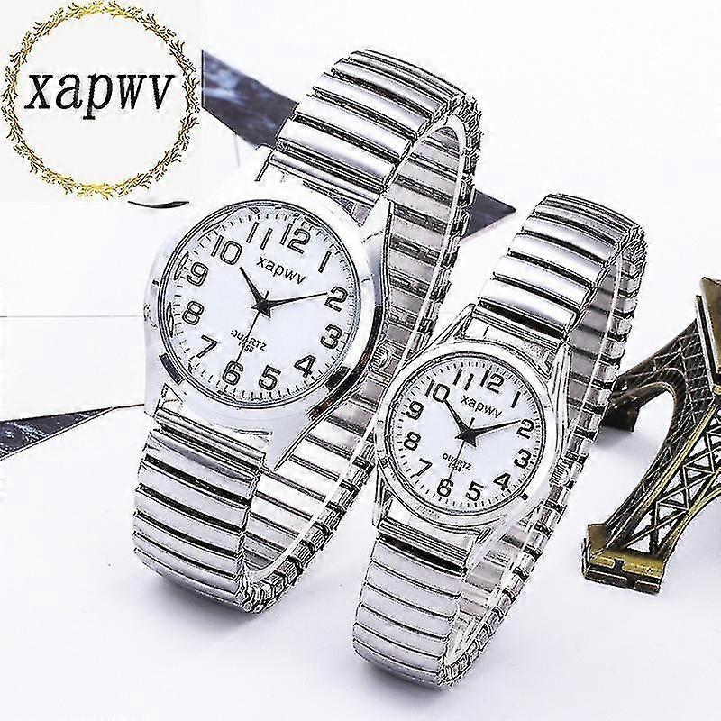 Large Dial Pointer Digital Face Men's Watch Women's Elastic Elastic Band Quartz Couple Fashion Pair Watch