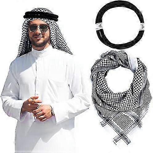Keffiyehアラブパラhombreターバンイスラム教徒のパレスチナスカーフサウジアラビアアガルシェイクゴロス男性用コスチューム