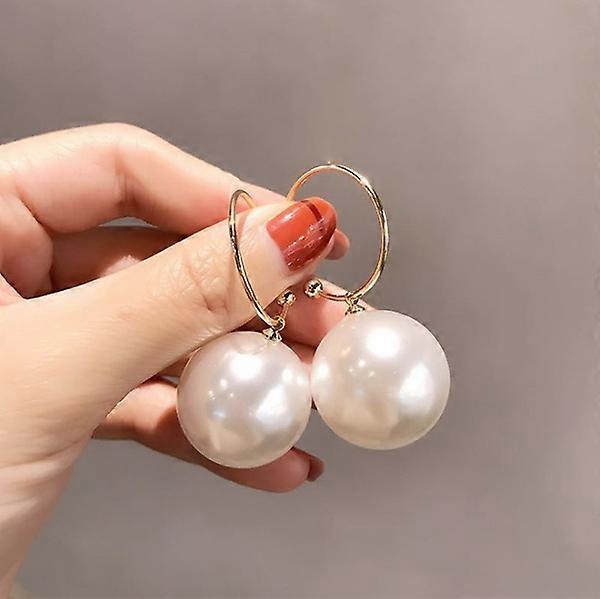 Silver Needle Pearl Earrings Long Simple Exaggerated Earrings