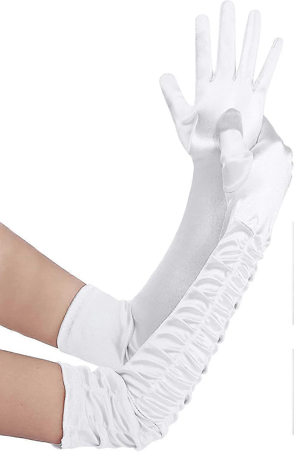 Μακρύ συμβαλλόμενο μέρος όπερας 20s σατέν γάντια τεντωμένο ενήλικο μήκος αγκώνων μεγέθους