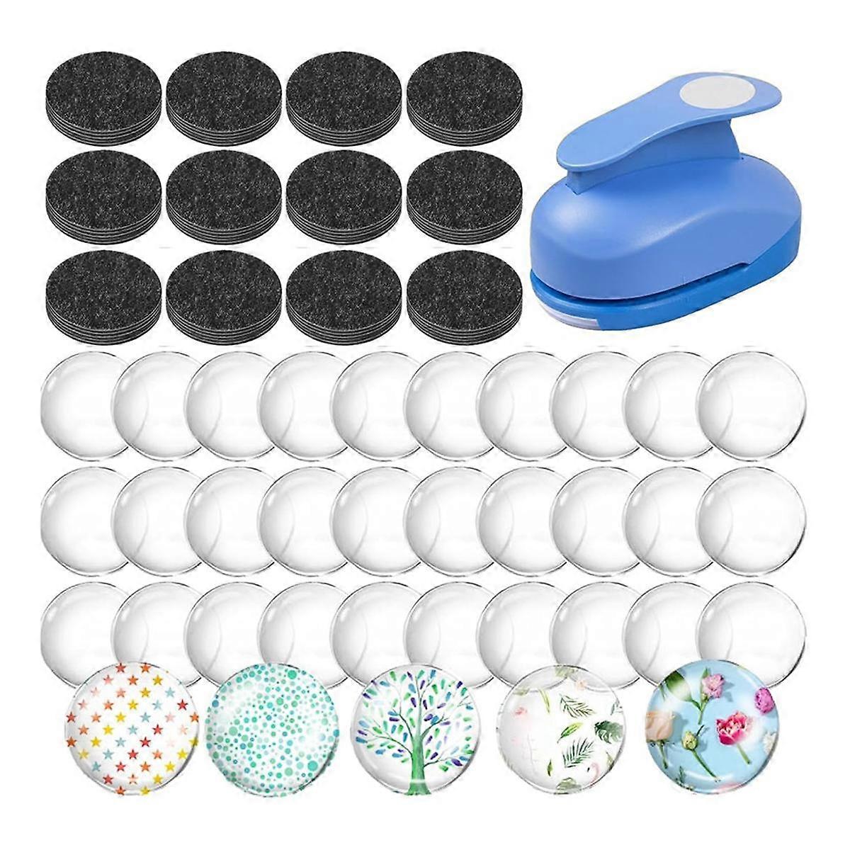 مجموعة أدوات يدوية مغناطيسية زجاجية للثلاجة تتضمن مثقب ورق دائري من الفريت مقاس 1 بوصة ومغناطيس سيراميك دائري من أجل صنع أدوات يدوية مغناطيسية للثلاجة