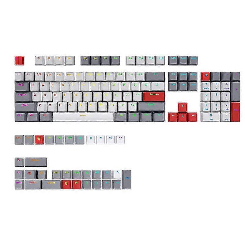Skyloong 137 Keys Light Grey&white&red Pbt Keycap Set Oem Profile Double Shot Custom Keycaps For Mechanical Keyboards