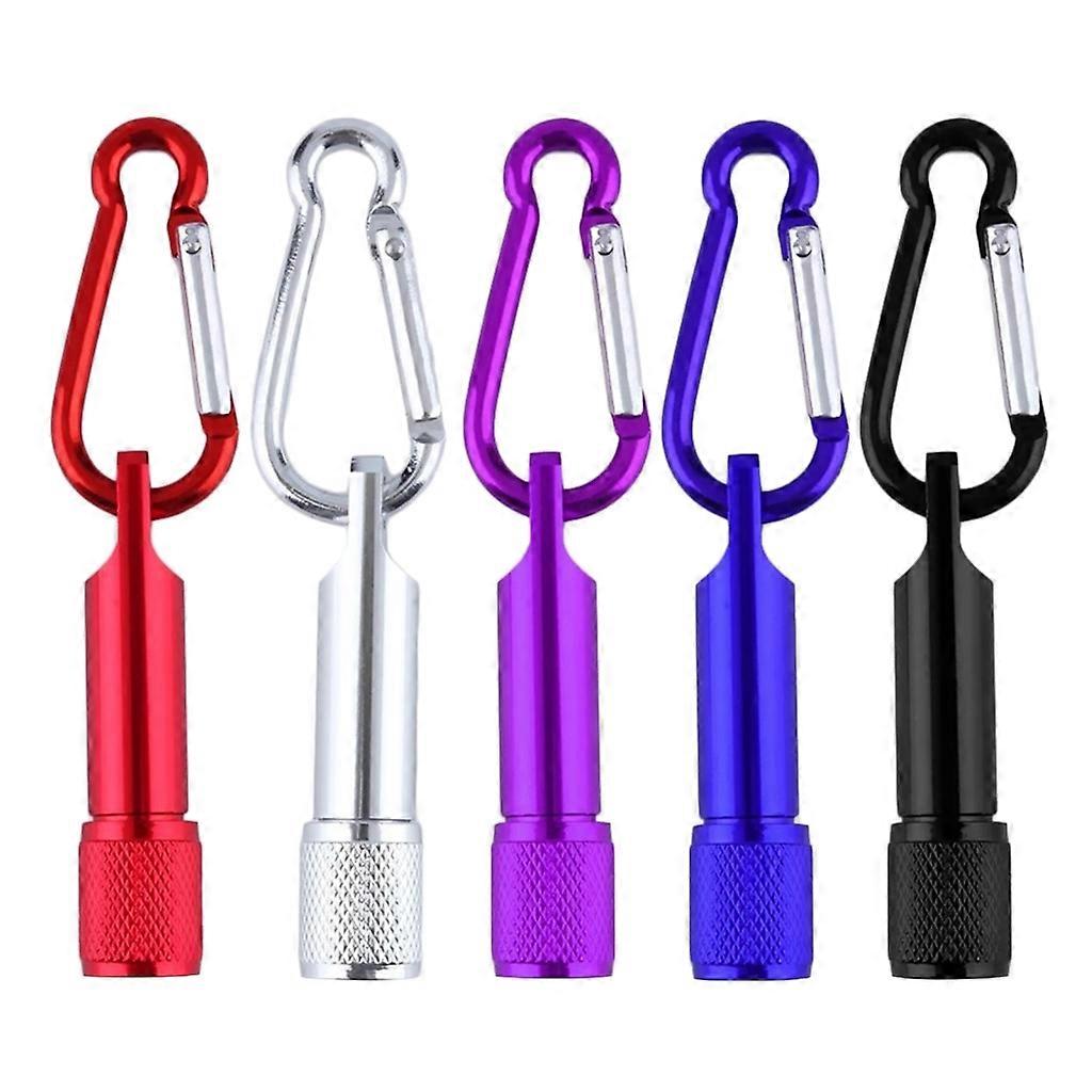 5Pieces Mini LED Flashlight with Carabiner Keychain Flashlight for Hiking