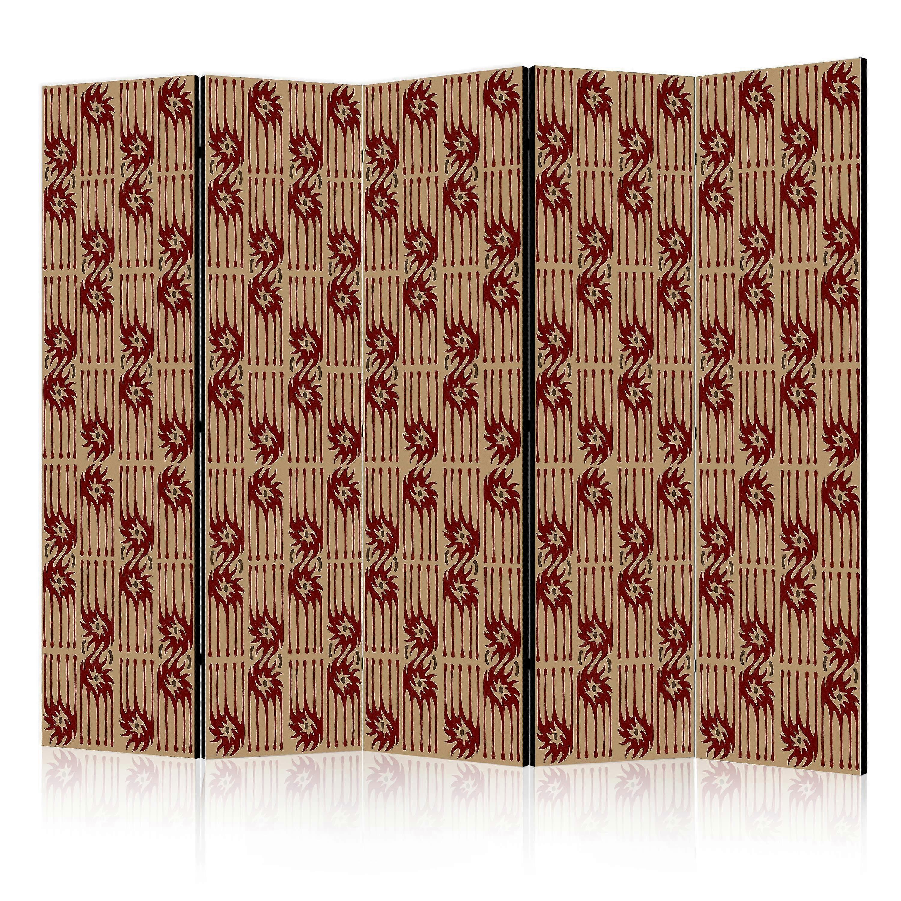 Room Divider - Predatory Features - Red Abstract Shapes Inspired by Tribal