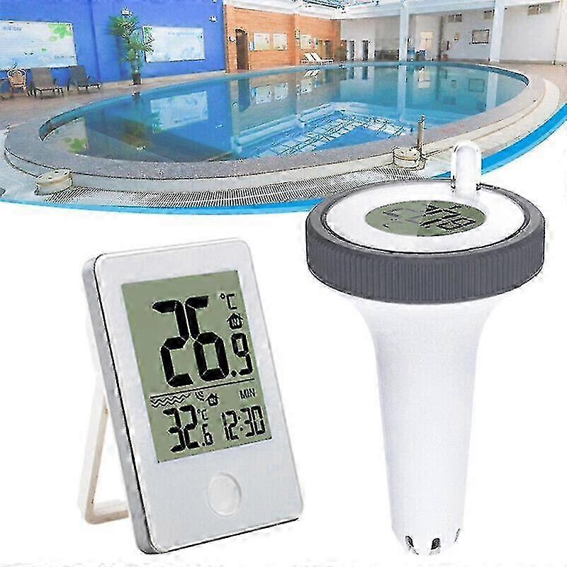 Wireless Pool Thermometer and Receiver Kit, Floating Thermometer with Easy-to-Read Display, Battery Operated Thermometer for Pools, Spas