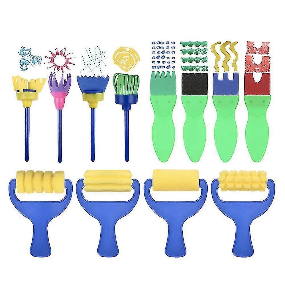 12pcs/set Sponge Paint Brushes Kits Kids Painting For Diy Learning