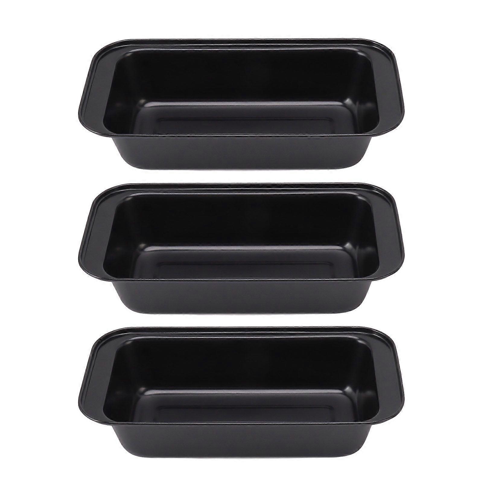 3PCS Non Stick Baking Pan Carbon Steel with Coating Loaf Bread Mould Box Rectangular Black