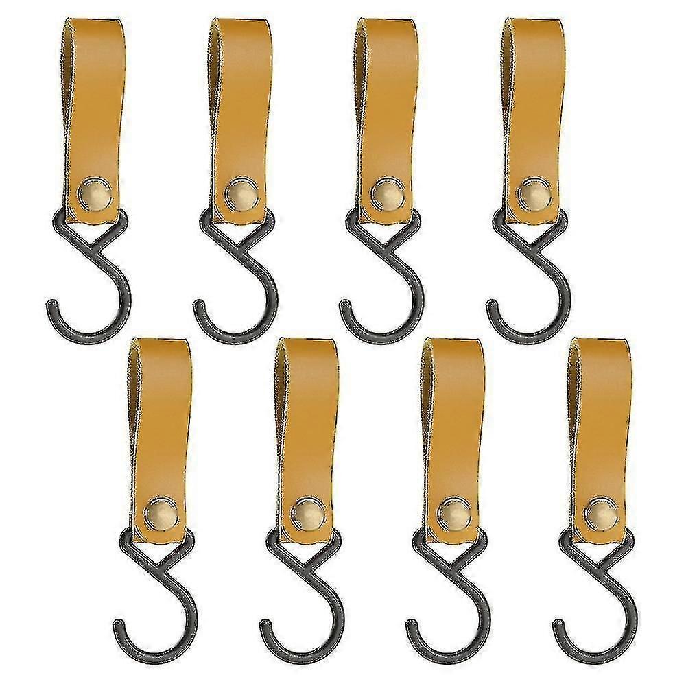 8pcs Leather S-hooks, Metal Hooks For Hanging, Camping Hook Hanger Stroller Hooks