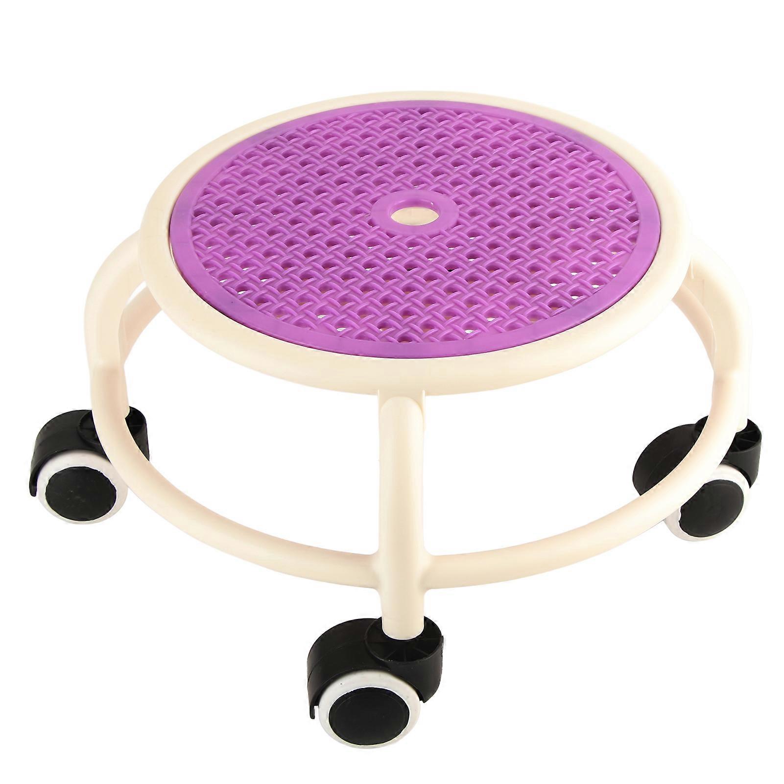 Round Rolling Low Stool Comfortable Universal Wheel Movable Mini Stool High Weight Capacity for Home Purple