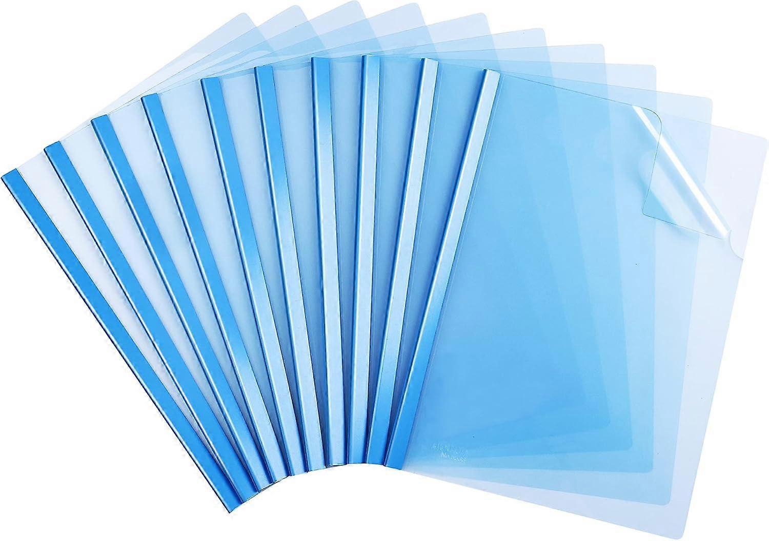 Pack of 10 clear report covers with sliding bar for A4 size paper, blue