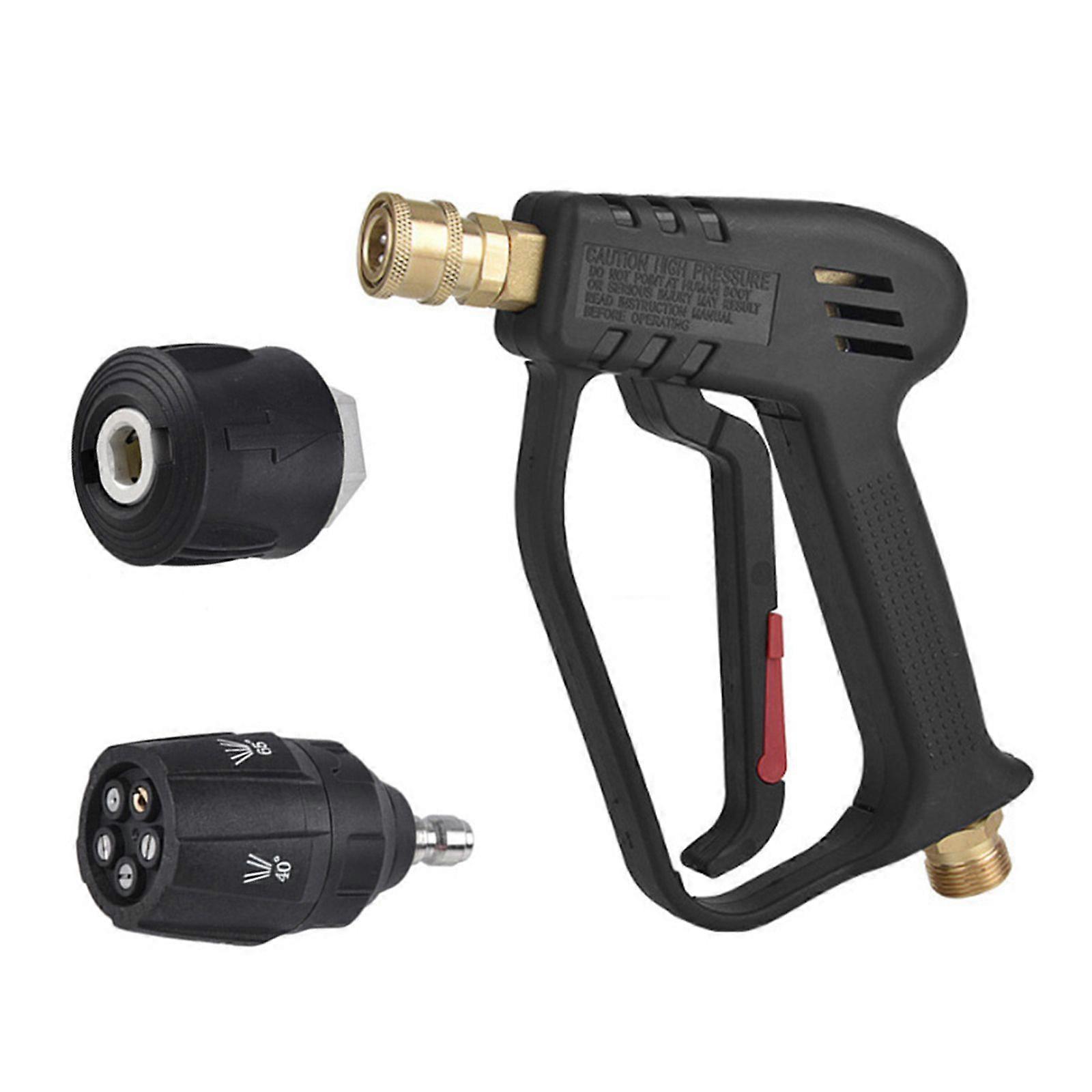 Pressure Washer Short Gun, 4000 PSI Power Washer Gun with 5~in~1 Nozzle Tip M22 Hose Connector, Car Cleaning Tools MK1214