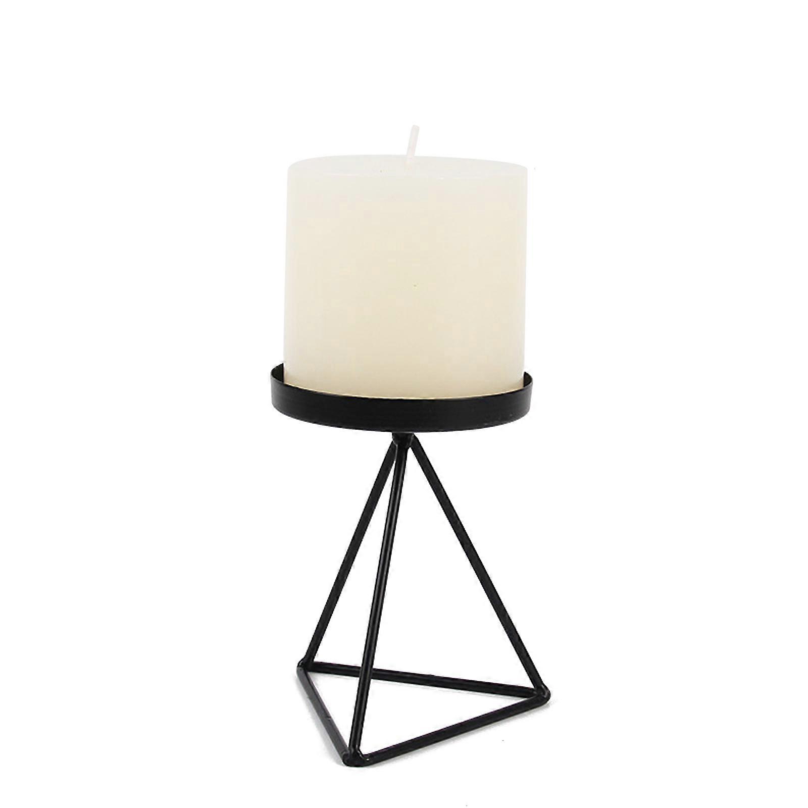 Nordic Style Wrought Iron Geometric Candle Holder for Triangle Candlestick Decor  S Black