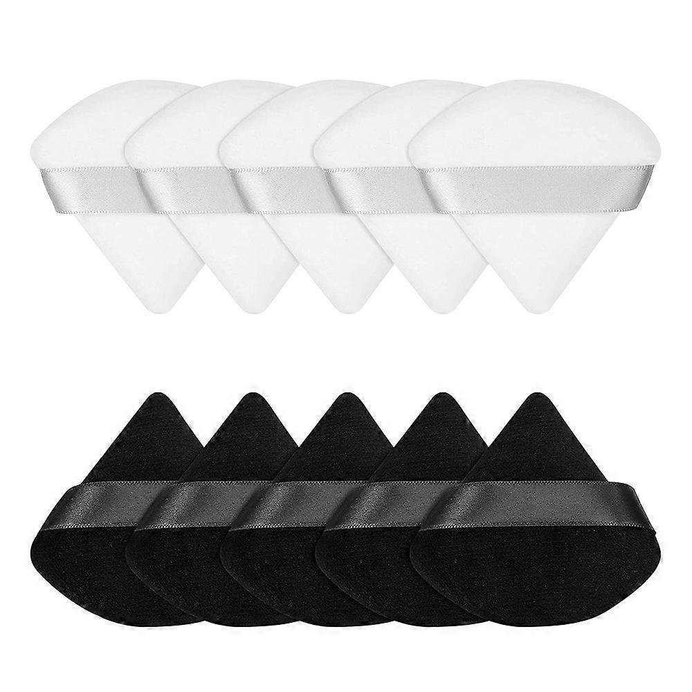 10ピースピュアパウダーパフフェイストライアングルルースパウダー用ソフトメイクパウダーパフミネラルパウダーボディパウダーメイクアップツール