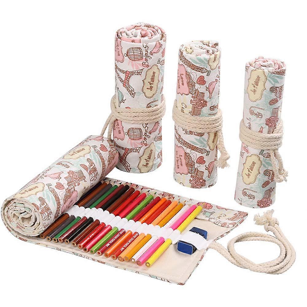72-Slot Pencil Roll Organizer - Compact Brush Pen Holder for Artists, Durable Fabric, Portable Size, Multi-Color Options