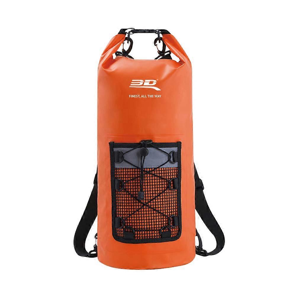 30L Roll-Top Dry Bag Backpack for Kayaking - Waterproof Floating Design with Mesh Pocket and Adjustable Straps