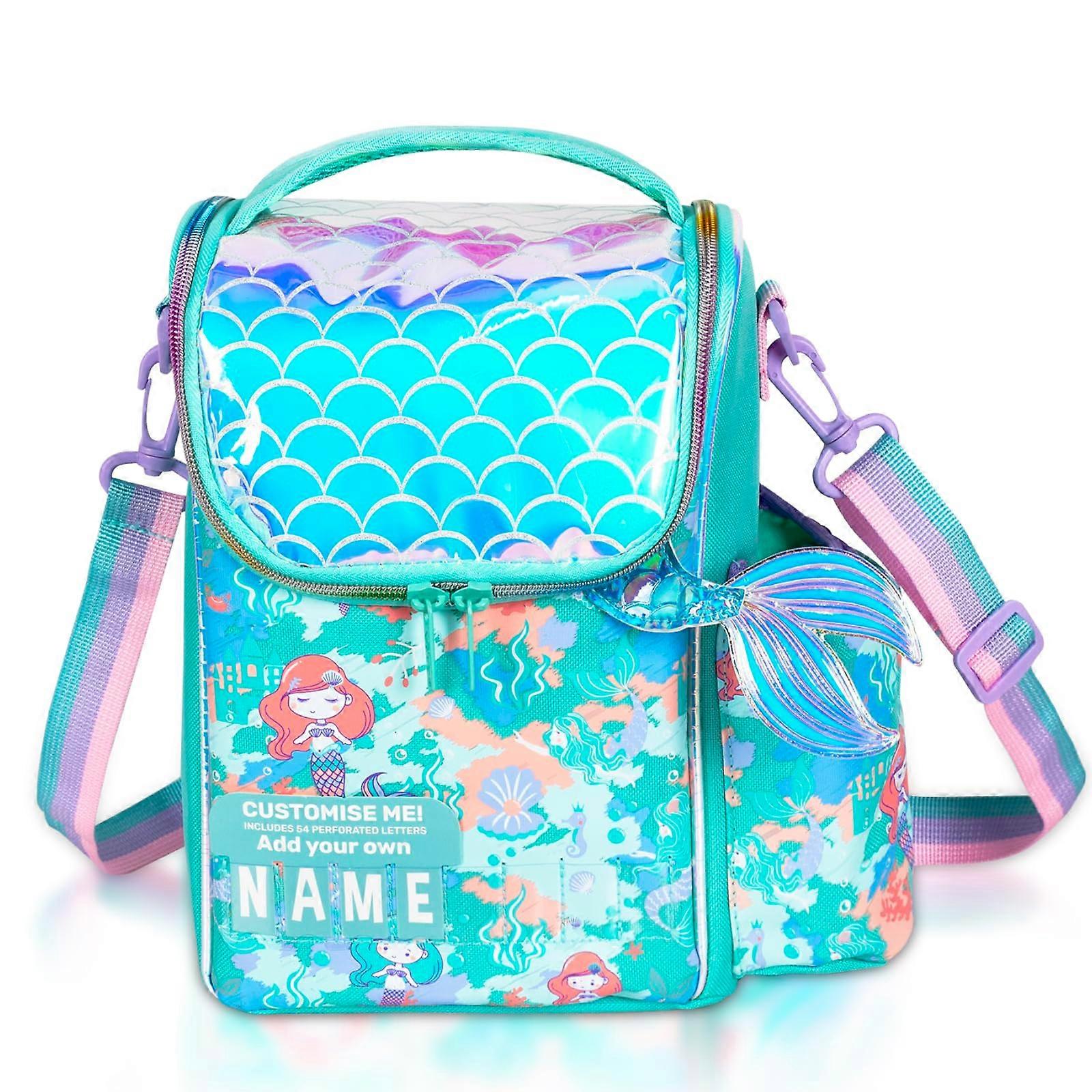 Insulated Large Lunch Bag with Mermaid Design, Tote Style Meal Carrier, Water Bottle Holder, Durable and Spacious