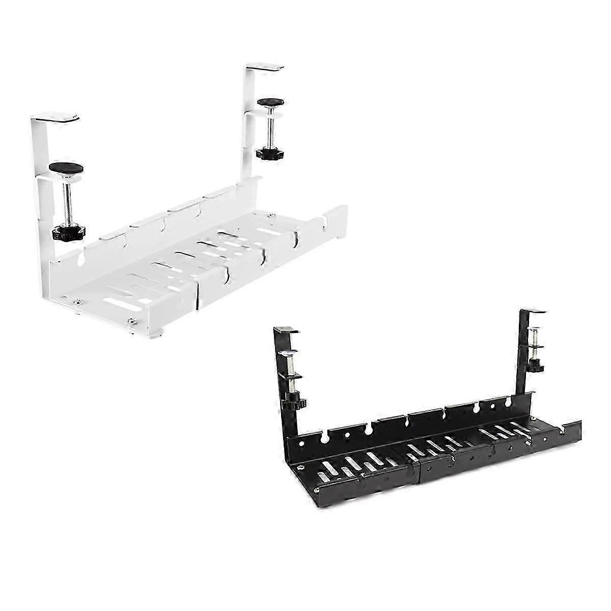 Exquisite Under Desk Cable Storage Rack Expandable Management Tray Desk Socket Holder Wire Cord Power Strip Adapter 2Pcs