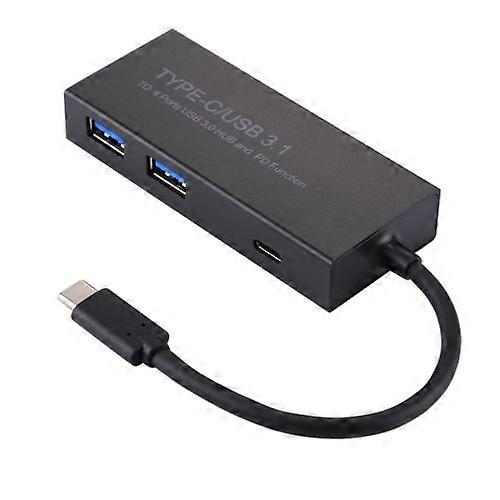 ZRUXE HB-075 4 منافذ USB 3.0 و USB-C / Type-C أنثى إلى USB-C / Type-C محول فاصل المحور للذكور مع وظيفة PD