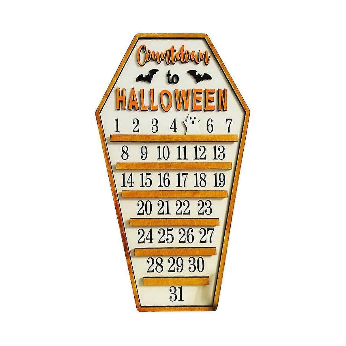 Halloween Calendar, 31 Days Happy Halloween Coffin Calendar Countdown Calendar with Cutting Three Decoration A