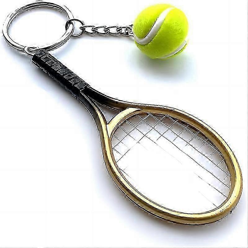 Mini Tennis Racket With Ball Keychain Key Ring
