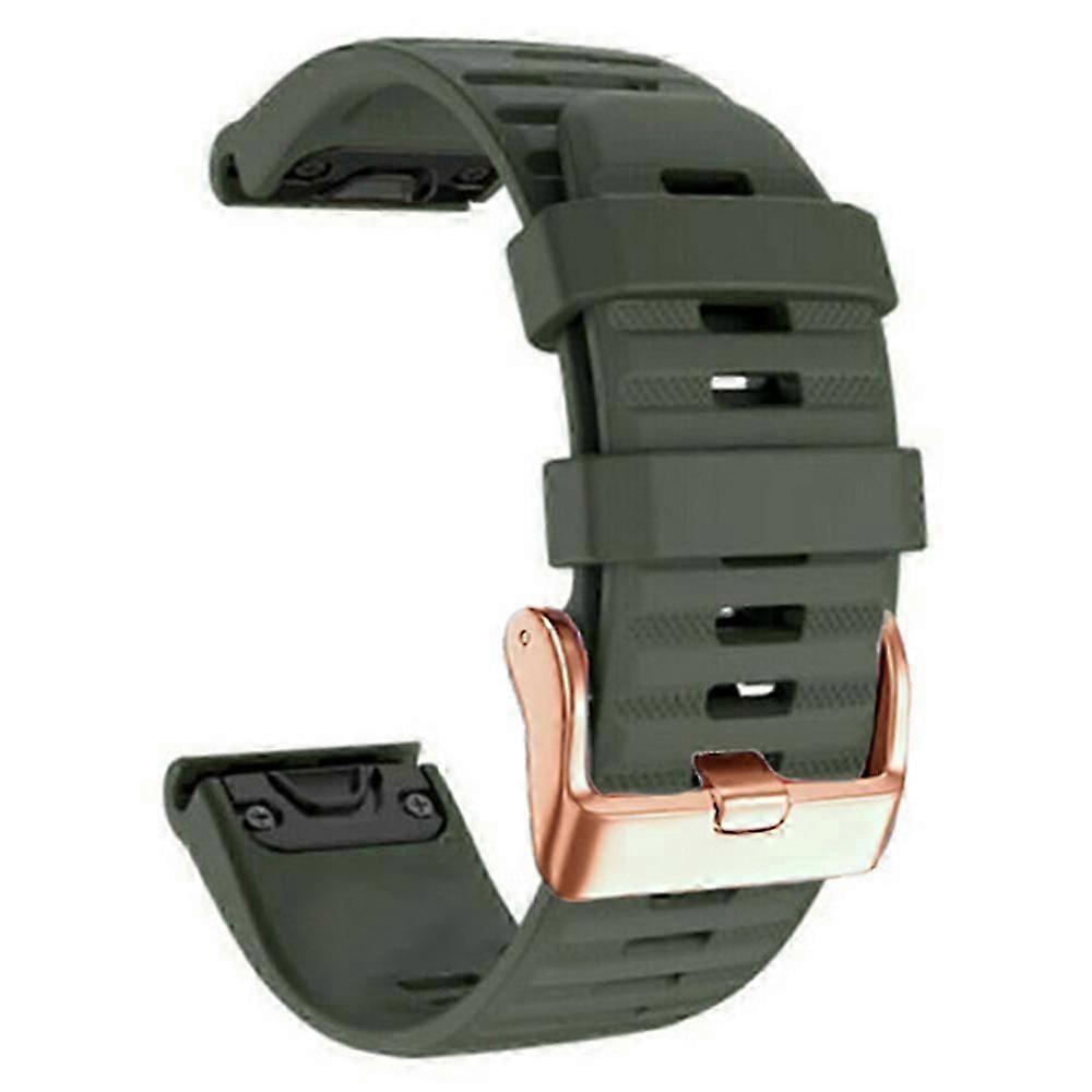 Watch Bands For Garmin Fenix 7s / 6s Pro / 5s Plus / Instinct 2s , Horizontal Stripes Silicone 20mm Strap With Rose Gold Buckle