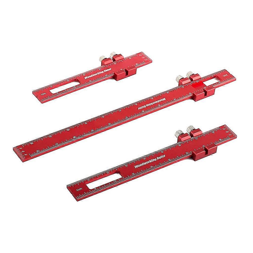 Aluminum Slide Stop Marking Ruler Dual Metric/Inch Scale Woodworking Scribing Tool