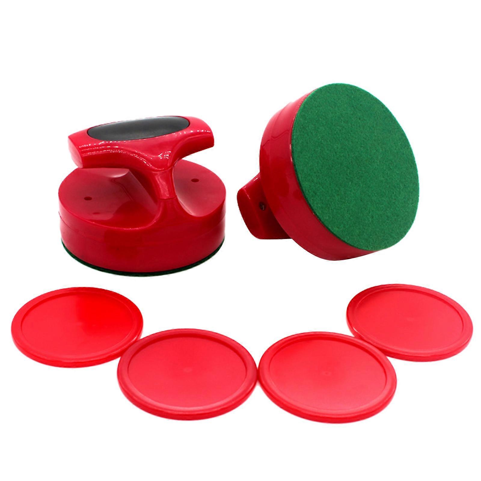 Home Standard Air Hockey Paddle and Pucks 94mm Table Hockey Pusher Set Goal Handle Paddle Replacement for Game Table  Red