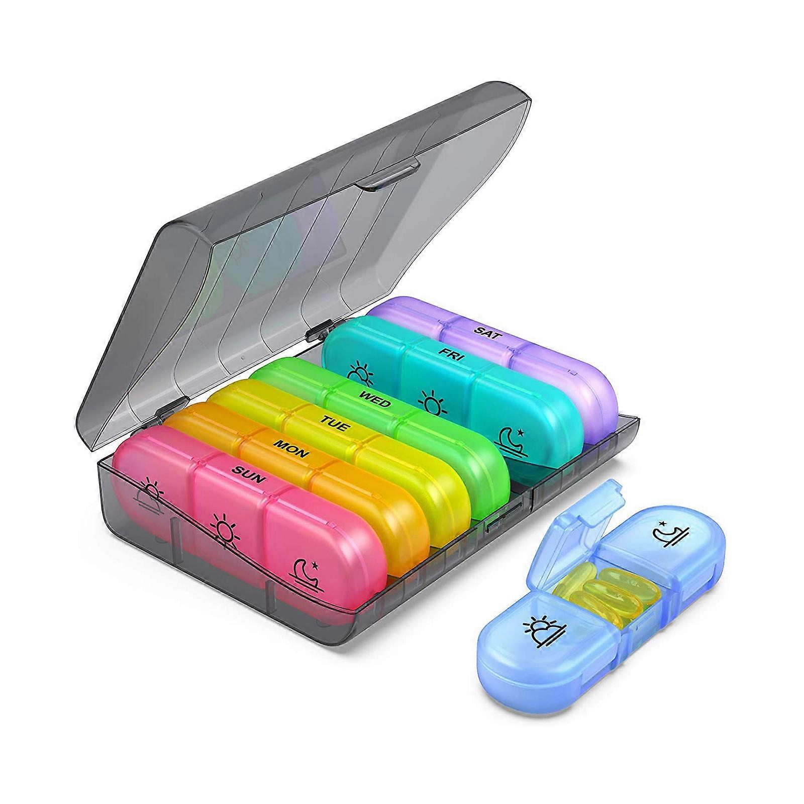 21 Grids One Week Drawer for Pill Box for Case Organizer Portable Travel M-edical Drugs Tablet Storage Container with Re  D