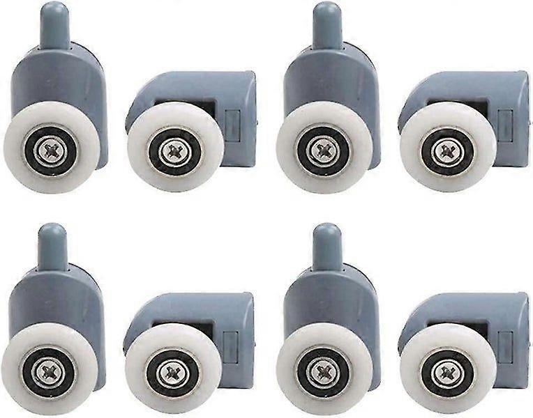 8-Piece Shower Door Roller Set - Durable Brass & ABS, Smooth Operation, Adjustable Upper Wheel, Spring-Loaded Lower Wheel