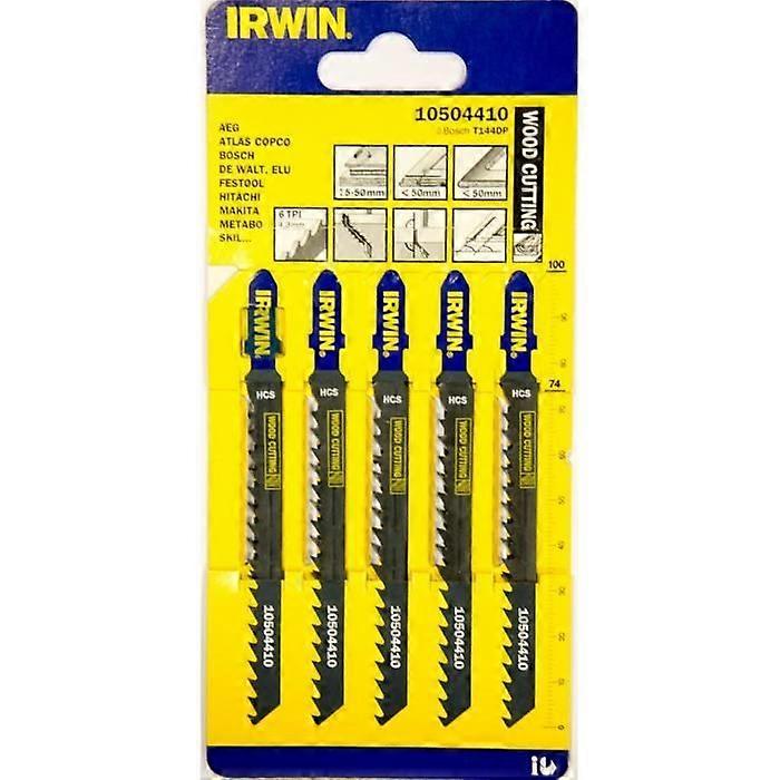IRWIN Set de 5 scies sauteuses à bois - T144DP - 6 TPIi - 100 mm